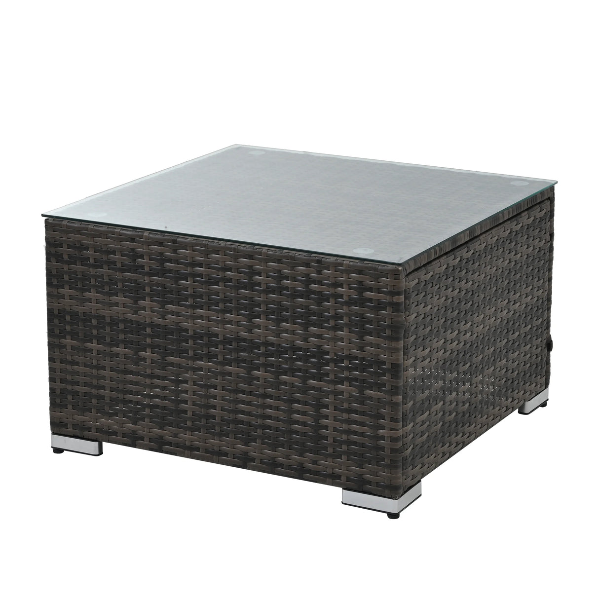 4 Piece Outdoor Sectional Set With Tempered Glass Coffee Table - Blue - Furniture Home Direct
