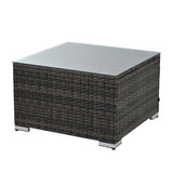 4 Piece Outdoor Sectional Set With Tempered Glass Coffee Table - Blue - Furniture Home Direct
