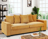 Luxe Corduroy Sofa With 5 Matching Toss Pillows, Sleek Design, Spacious And Comfortable 3 Seater Couch - Furniture Home Direct
