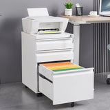 Contemporary Black 3 Drawer Mobile Filing Cabinet With Lock, Metal Office Storage For Legal / Letter Size - Furniture Home Direct