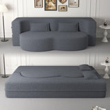 Modern Floor Sofa, With 2 Pillows, Convertible Teddy Fabric Foam Filled Bed - Furniture Home Direct