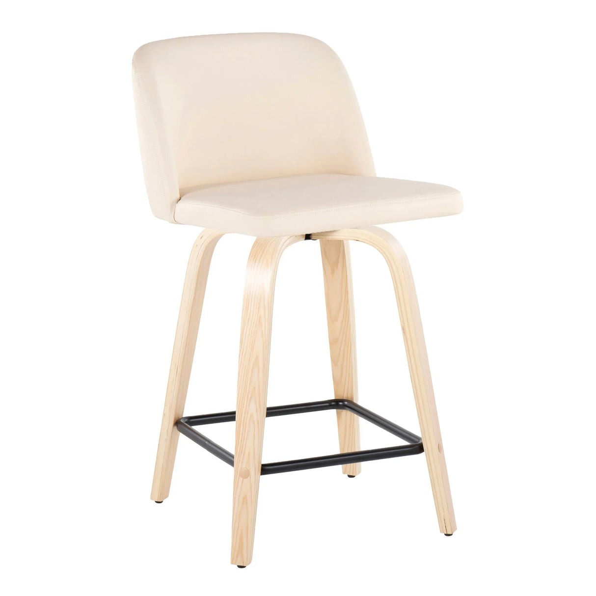Toriano - Contemporary Modern Design Fixed Height Counter Stool With Swivel With Square Footrest (Set of 2) - Furniture Home Direct