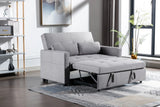 2 Seaters Slepper Sofa Bed Linen Fabric 3-In-1 Convertible Sleeper Loveseat With Side Pocket - Furniture Home Direct