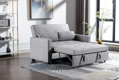 2 Seaters Slepper Sofa Bed Linen Fabric 3-In-1 Convertible Sleeper Loveseat With Side Pocket - Furniture Home Direct