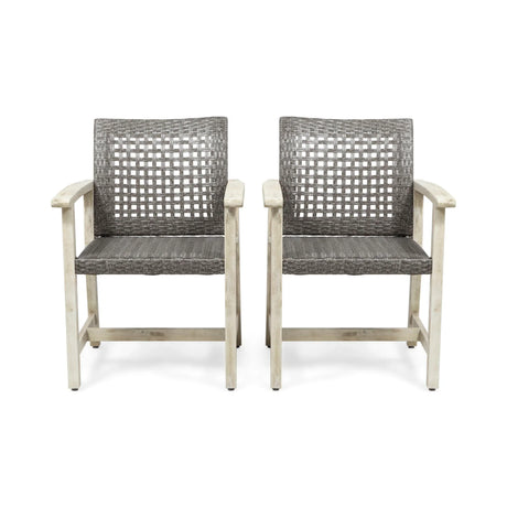Outdoor Dining Chair Acacia Wood Frame (Set of 2)