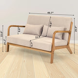 Leisure Chair With Solid Wood Armrest And Feet, Mid-Century Modern Accent Sofa, 2 Seat - Furniture Home Direct