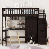 Loft Bed With Bookshelf, Drawers, Desk, And Wardrobe - Furniture Home Direct