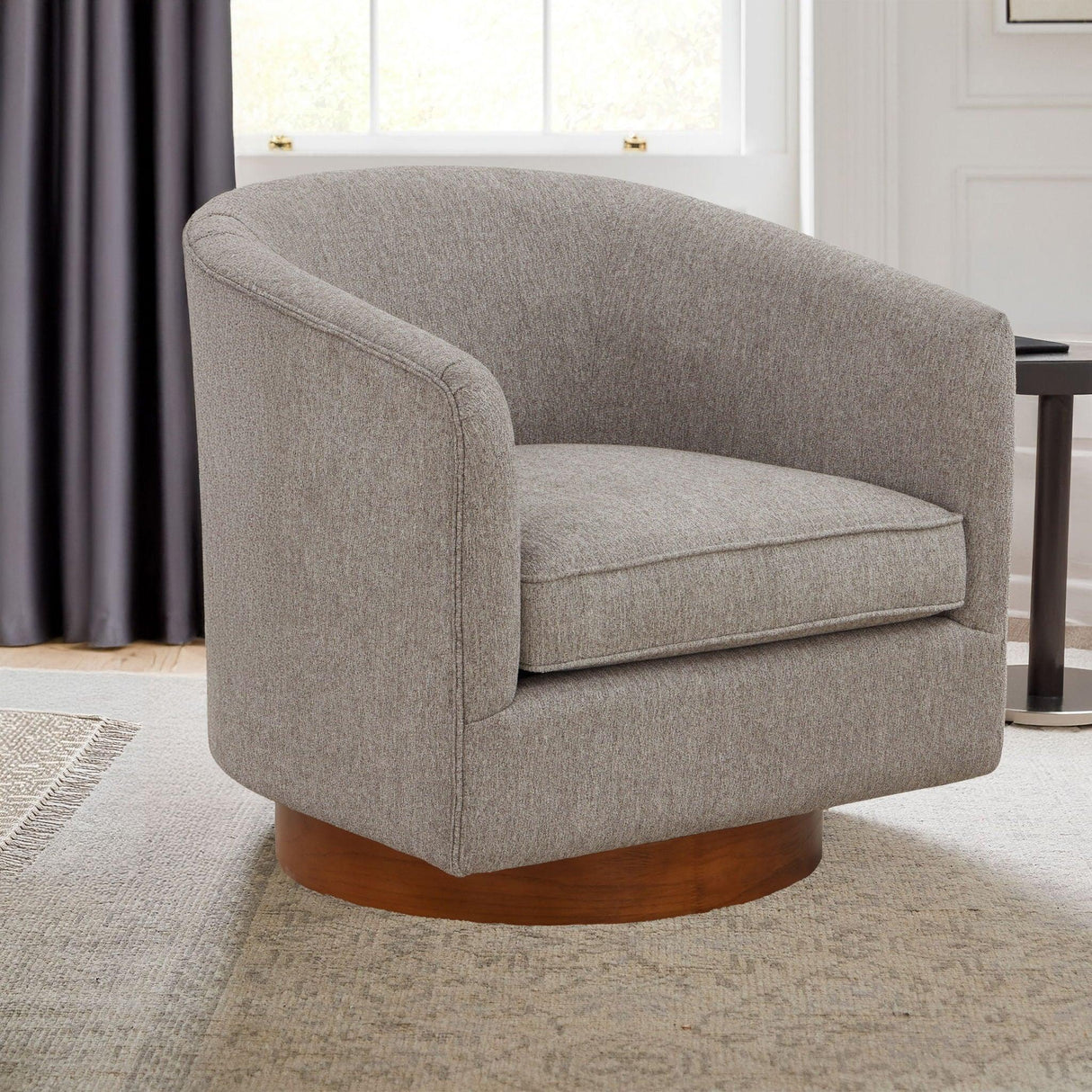 Miramar - Swivel Barrel Chair With Wooden Base - Furniture Home Direct