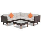 4 Pieces Outdoor Wicker L-Shape Sofa Set - Furniture Home Direct