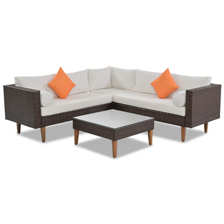 4 Pieces Outdoor Wicker L-Shape Sofa Set - Furniture Home Direct