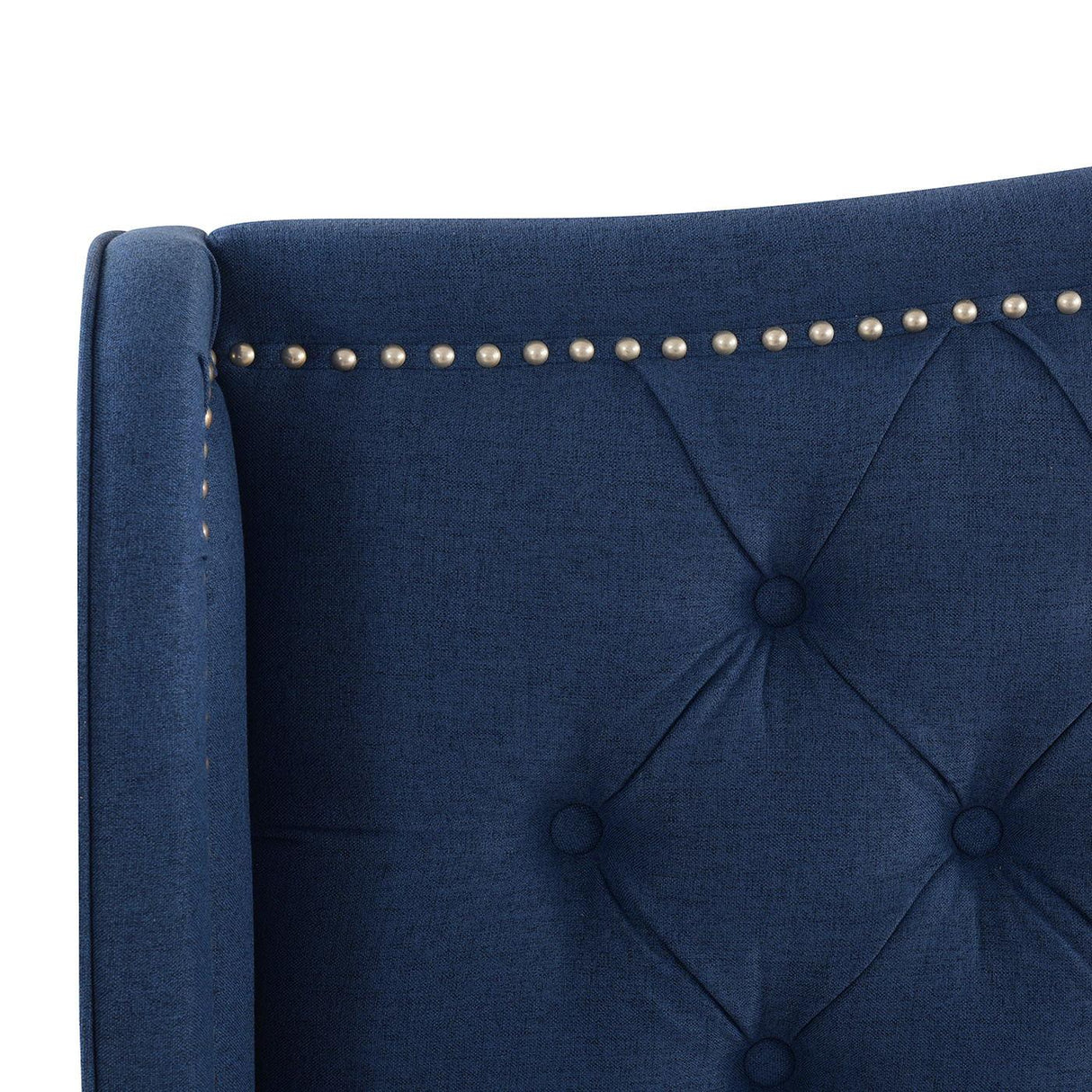 Marcella - King Upholstered Shelter Headboard Bed Set - Dark Sapphire Blue - Furniture Home Direct