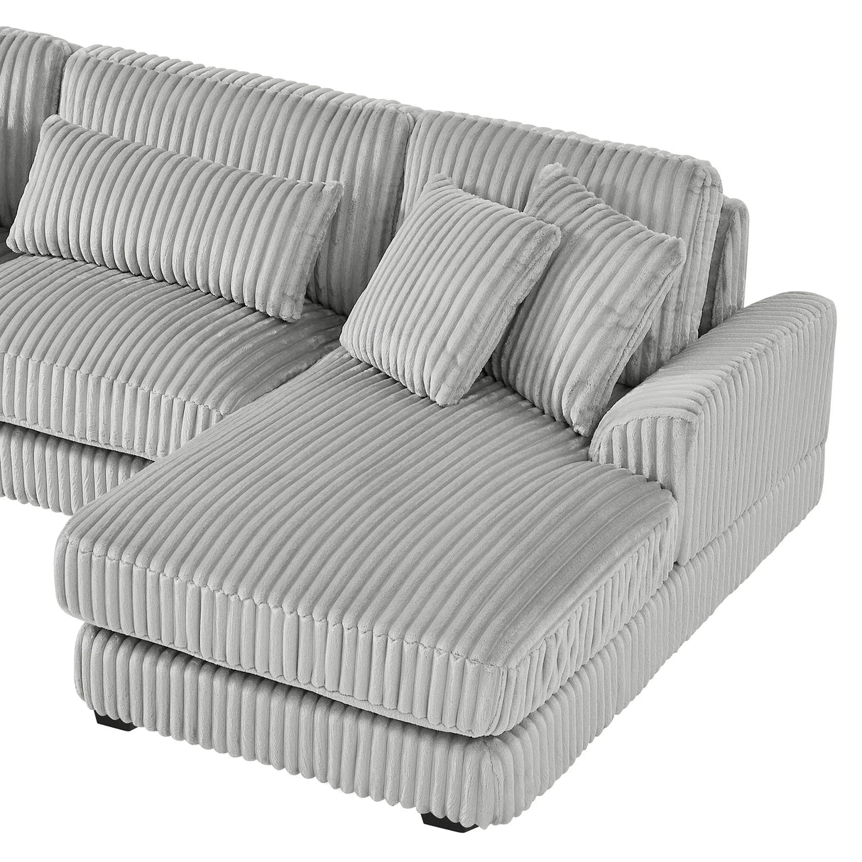 Sectional Sofa Oversized U Shaped Corduroy Fabric Gray - Furniture Home Direct