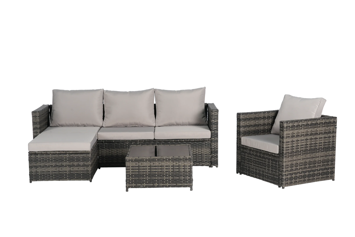 4 Piece Patio Sectional Set With Coffee Table - Gray - Furniture Home Direct