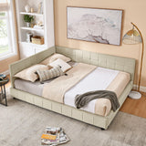 Mid-Century Storage Upholstered Tufted Bed Frame With Backrest And Armrests - Furniture Home Direct