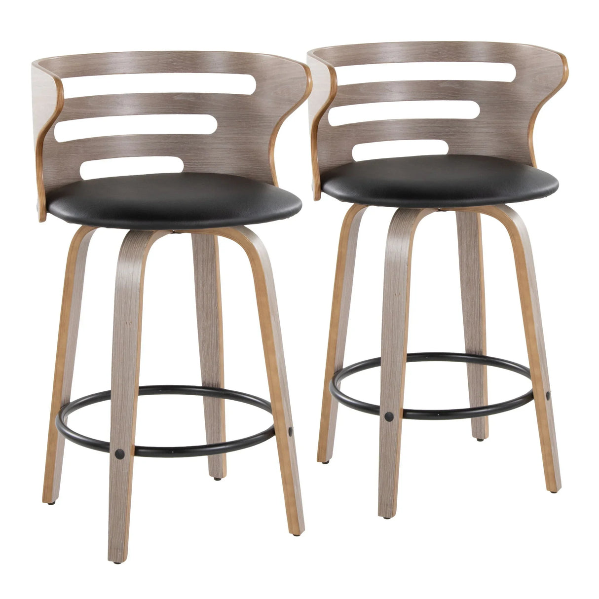 Cosini - Mid Century Modern Fixed Height Barstool With Swivel And Round Footrest (Set of 2) - Furniture Home Direct