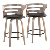 Cosini - Mid Century Modern Fixed Height Barstool With Swivel And Round Footrest (Set of 2) - Furniture Home Direct