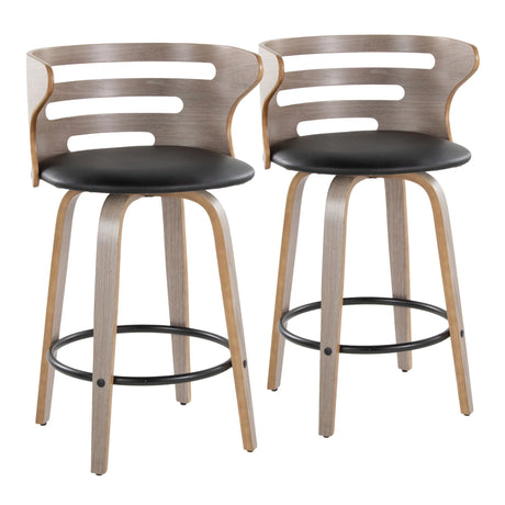 Cosini - Mid Century Modern Fixed Height Barstool With Swivel And Round Footrest (Set of 2) - Furniture Home Direct