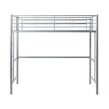 Modern Industrial Twin Over Loft Metal Bunk Bed Frame With Integrated Guardrails - Silver - Furniture Home Direct