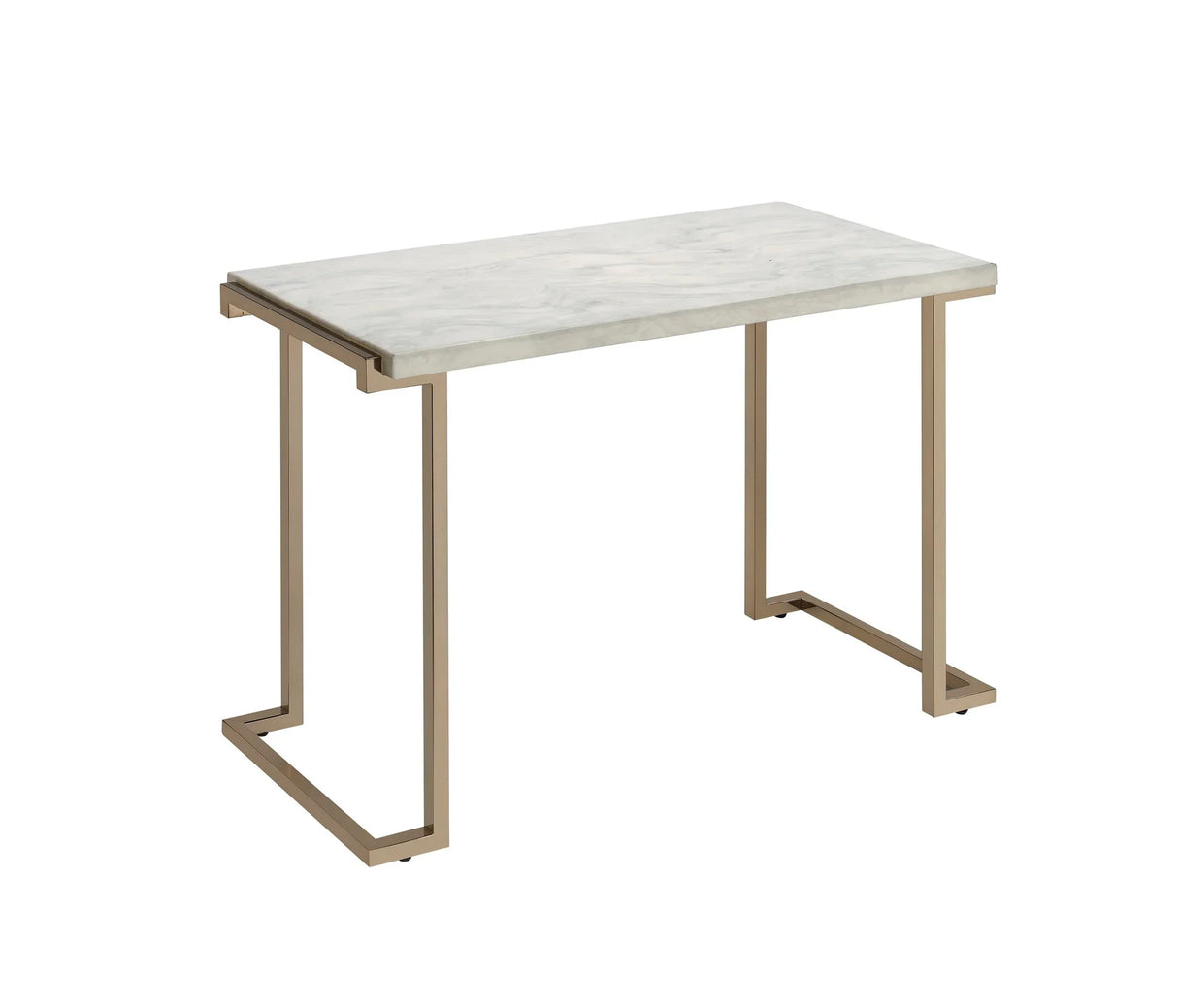 Boice II - Faux Marble Top Console Table - White / Champagne - Furniture Home Direct