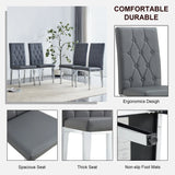 Dining Chairs Tufted Back Chrome Legs Charcoal Gray - Furniture Home Direct