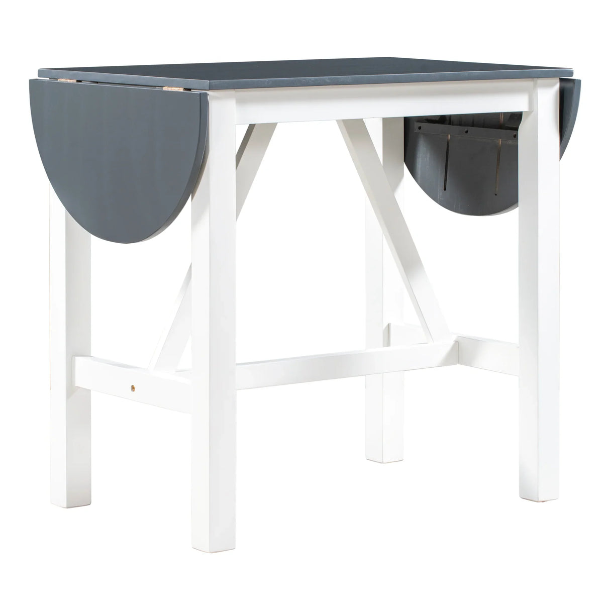 Dining Set Drop Leaf Counter Height With 2 Chairs White Gray - Furniture Home Direct