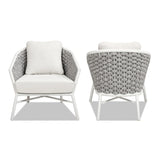 Rowan - Rope Barrel Back Patio Accent Arm Chair (Set of 2) - Optic White - Furniture Home Direct