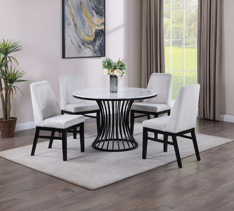Dining Set Faux Marble Table With Chairs White And Black - Furniture Home Direct