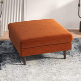 Amber - Square Upholstered Ottoman Linen - Furniture Home Direct