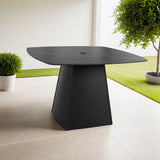 Rounded Square Outdoor Pedestal Dining Table - Furniture Home Direct