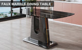 Dining Table With Imitation Marble Top, Modern Black - Furniture Home Direct