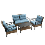 4 PC Outdoor Patio Set - Blue - Furniture Home Direct