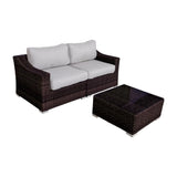 Wicker 2 Person Conversation Set, Durable Outdoor Seating With Cushions Mix - Brown Mix - Furniture Home Direct