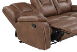 Reclining Sofa Faux Leather Manual Recline Comfort Brown - Furniture Home Direct