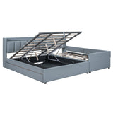 Platform Bed Upholstered Storage Hydraulic Drawers Gray - Furniture Home Direct