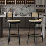 Bar Stools Swivel Counter Chairs With Metal Frame Hand Woven Paper Rope Dining Barstools For Kitchen Counter (Set of 2) - Furniture Home Direct