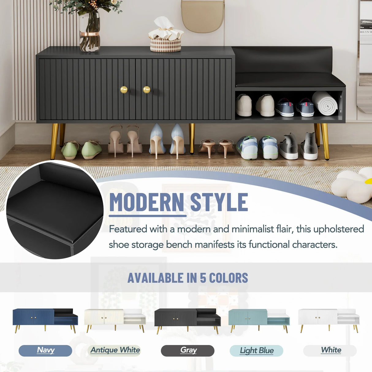 Modern Shoe Cabinet - Black - Furniture Home Direct