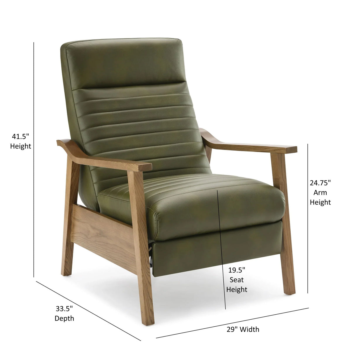 Asher - Modern Push Back Recliner With Wood Arms - Furniture Home Direct