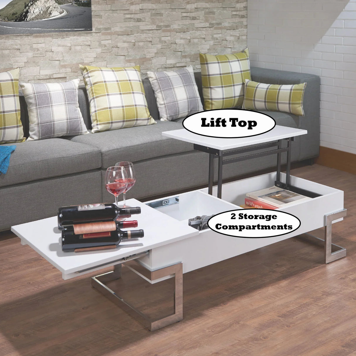 Calmam - High Gloss Coffee Table With Lift Top - Furniture Home Direct