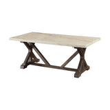 Romina - Marble Top Weathered Coffee Table - White Marble - Furniture Home Direct