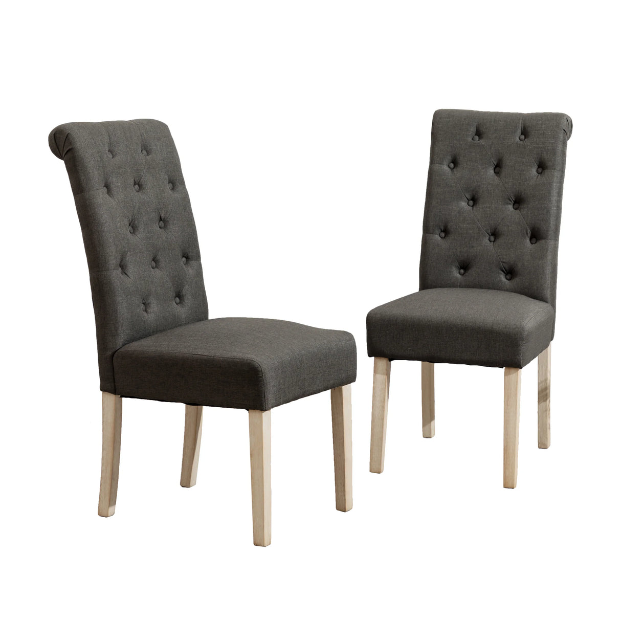 Dining Set Round Table With Tufted Chairs Charcoal - Furniture Home Direct