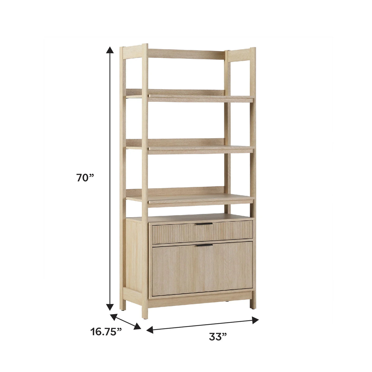 Transitional Wide Reeded Bookshelf With Drawers On Bottom - Furniture Home Direct