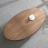 Coffee Table Drum Design With Slatted Sides Dark Walnut - Furniture Home Direct
