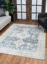 Noble - 5'3" X 7'3" Area Rug - Blue, Polyester - Furniture Home Direct