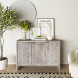 Accent Cabinet Farmhouse Style 3 Door Wooden Cabinet Sideboard Buffet Server Cabinet Storage Cabinet, For Living Room - Natural Wood Wash - Furniture Home Direct