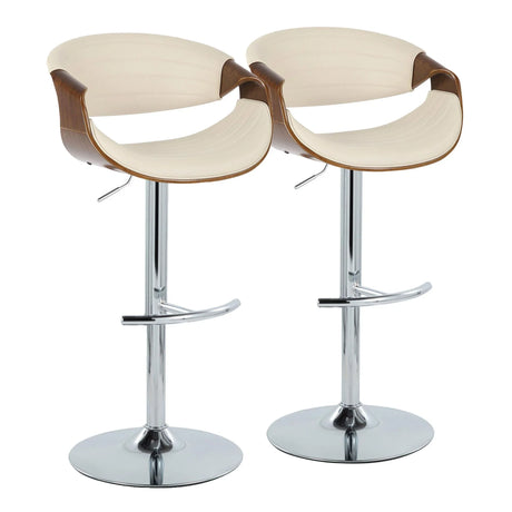 Symphony - Mid Century Modern Adjustable Barstool & Swivel With Rounded T Footrest (Set of 2) - Furniture Home Direct