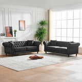 Chesterfield 3 And 3 Seater Sofa Set High Tech Fabric Roll Armrest Upholstered Couch - Furniture Home Direct