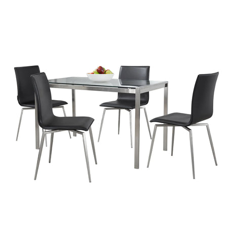 Fuji Mason - Upholstered Swivel Contemporary Dining Set Dining Set, Glass, 5 Piece - Furniture Home Direct