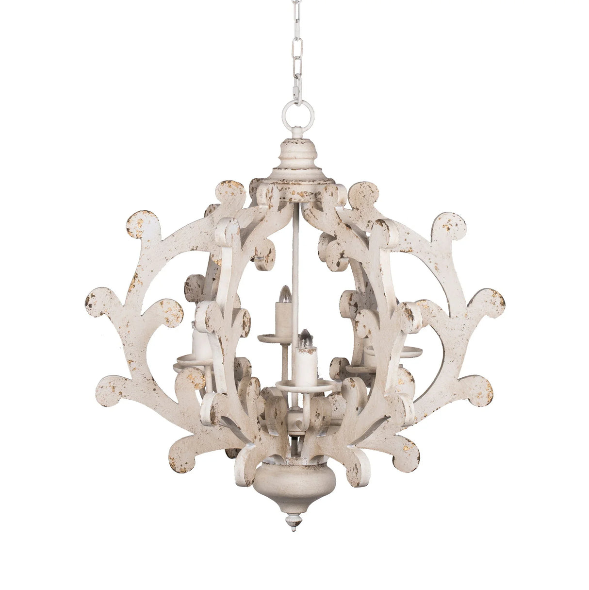 6 Light Chandelier, Hanging Light Fixture With Adjustable Chain For Kitchen, Bulb Not Included - White - Furniture Home Direct