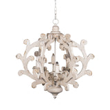 6 Light Chandelier, Hanging Light Fixture With Adjustable Chain For Kitchen, Bulb Not Included - White - Furniture Home Direct