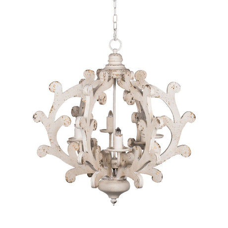 6 Light Chandelier, Hanging Light Fixture With Adjustable Chain For Kitchen, Bulb Not Included - White - Furniture Home Direct